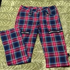 Y2K Lip Service Plaid Low-Rise Flare pants